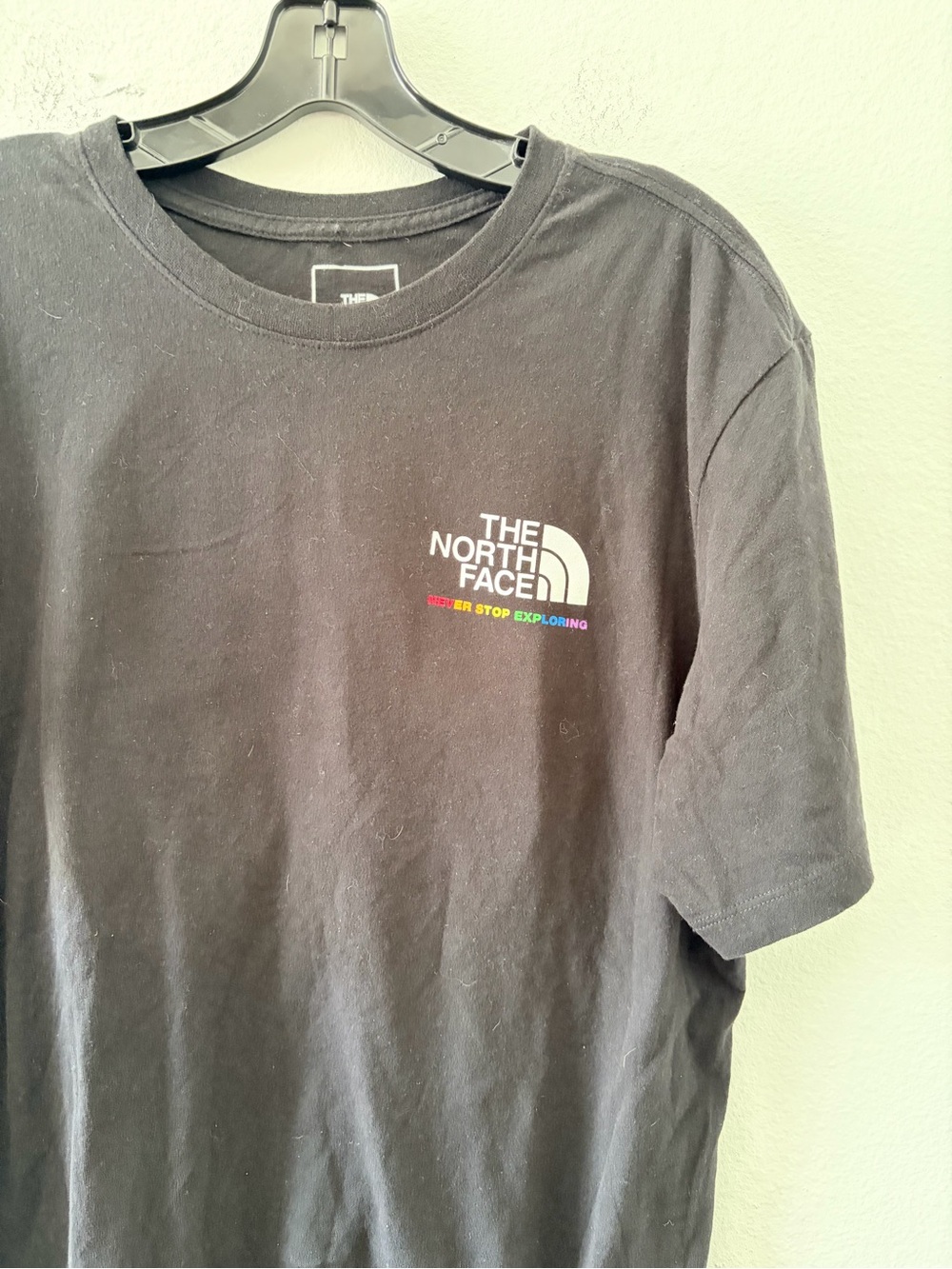The North Face Black Short Sleeve Logo Tee with Subtle Rainbow Accent - Picture 3 of 4